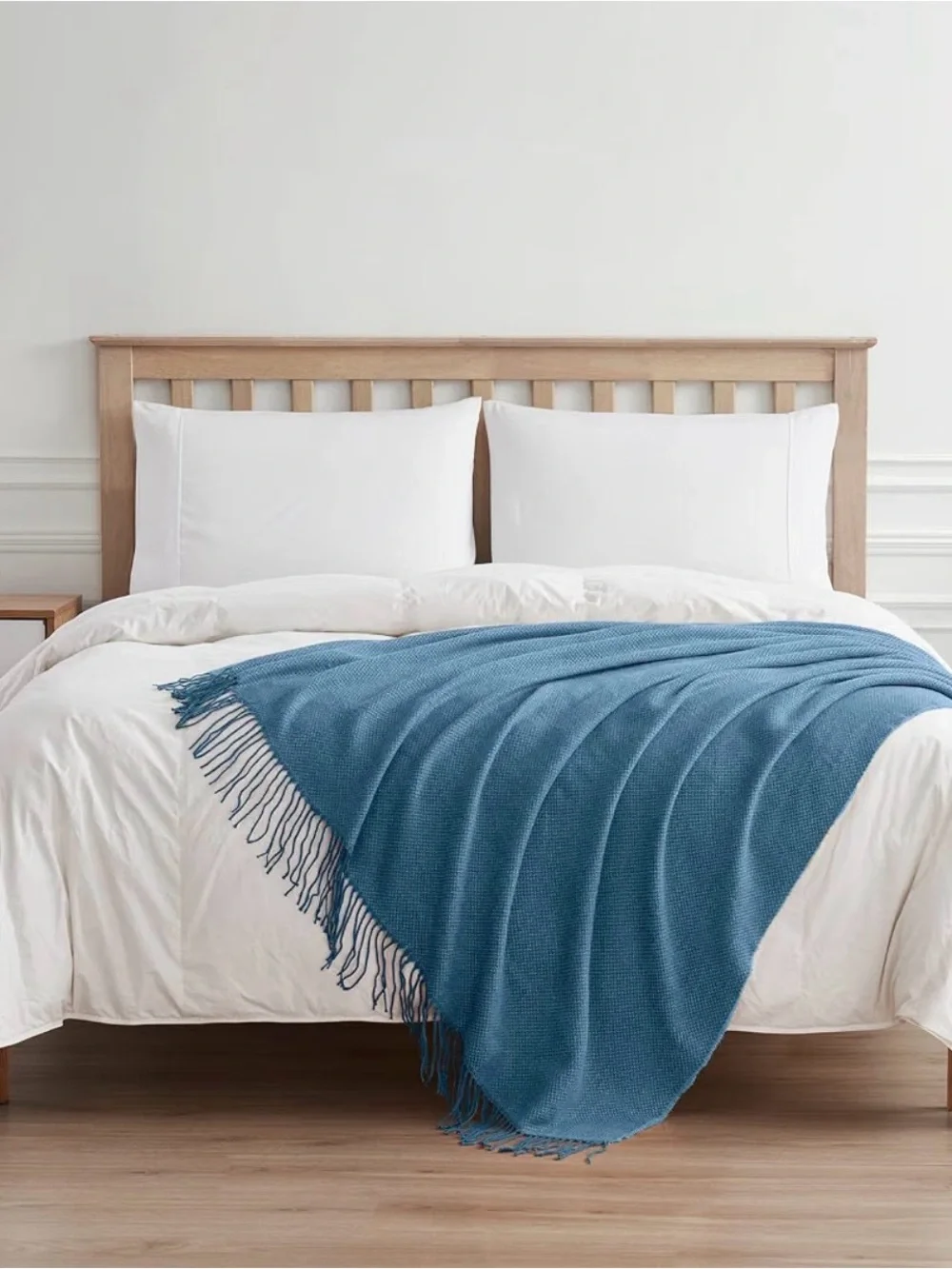 Soft Spa Blue Knit Throw Blanket